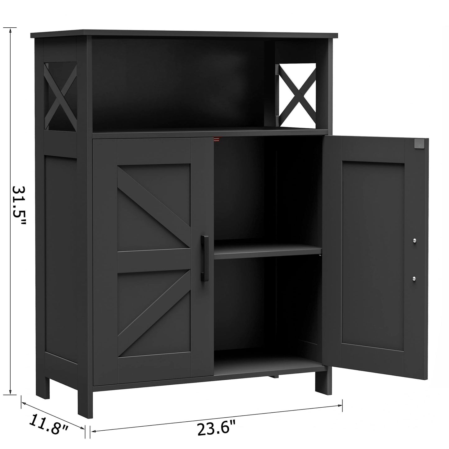 Homhedy Farmhouse Bathroom Storage Cabinet with 2 Doors, Toilet Paper Cabinet with Adjustable Shelf, Small Bathroom Cabinet for Kitchen/Laundry/Living Room, 11.8 x 23.6 x 31.5 Inches, Black