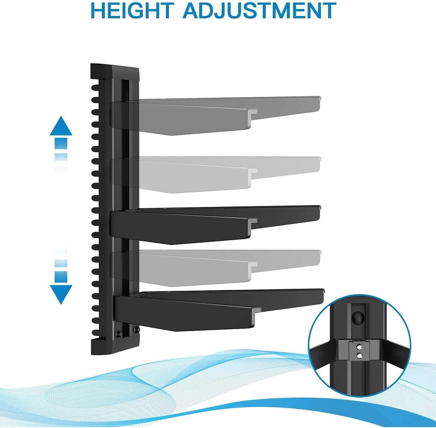 suptek 3 Floating Shelf Wall Bracket with Strengthened Tempered Glass for DVD Players/Cable Boxes/Games Consoles/TV Accessories, 3 Shelves, Black, CS303