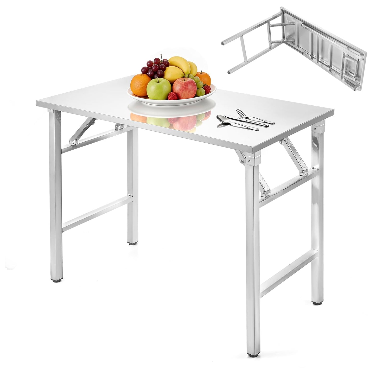 GABETLET Stainless Steel Folding Table, 36" x 18" Kitchen Prep Table Workbench, Foldable Work Table Countertop with 220 LBS Capacity, No Assembly Required, for Home Kitchen Commercial Garage Outdoor
