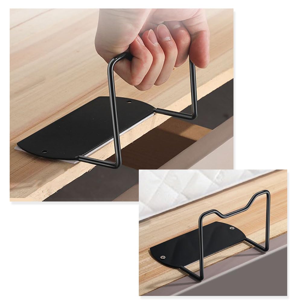 YueLvoe 2Pcs Mattress Slide Stopper, Heavy Duty Mattress Retainer Bar for Bed Frame, No Drill Mattress Gripper to Prevent Sliding, L-Shaped Mattress Stabilizer for RV Bed, Fits Most Mattresses (4in)