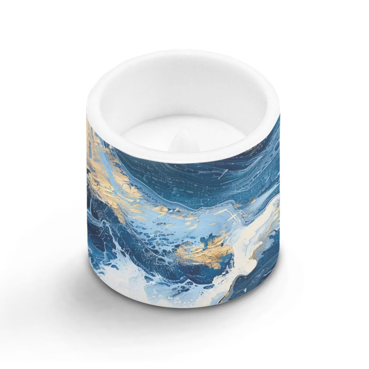 Merkmak Blue Marble Flameless Candles with Remote and Timer Candles Battery Operated LED Pillar Tea Lights for Home Decoration