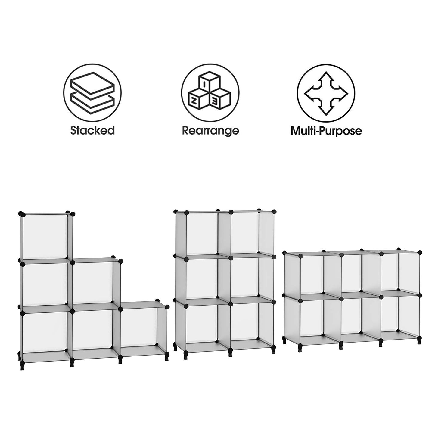 HOMIDEC 6 Light Grey Cube Storage Organizer, Modular Storage Shelf with Hammer, Cube Storage Bin Cabinet Closet Bookshelf for Living Room, Bedroom, Office, Each Cubes Size 11.8 x 11.8 inch