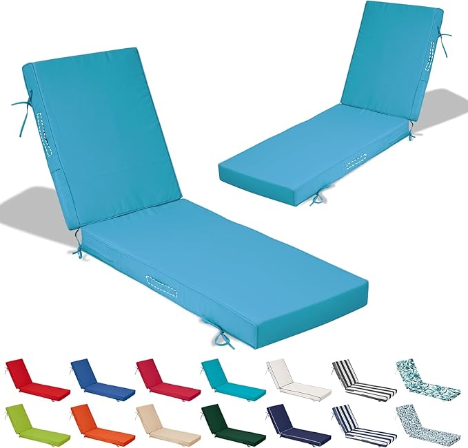 72x21x4in Lounge Cushions for Outdoor Furniture, Outdoor Lounge Chair Cushions