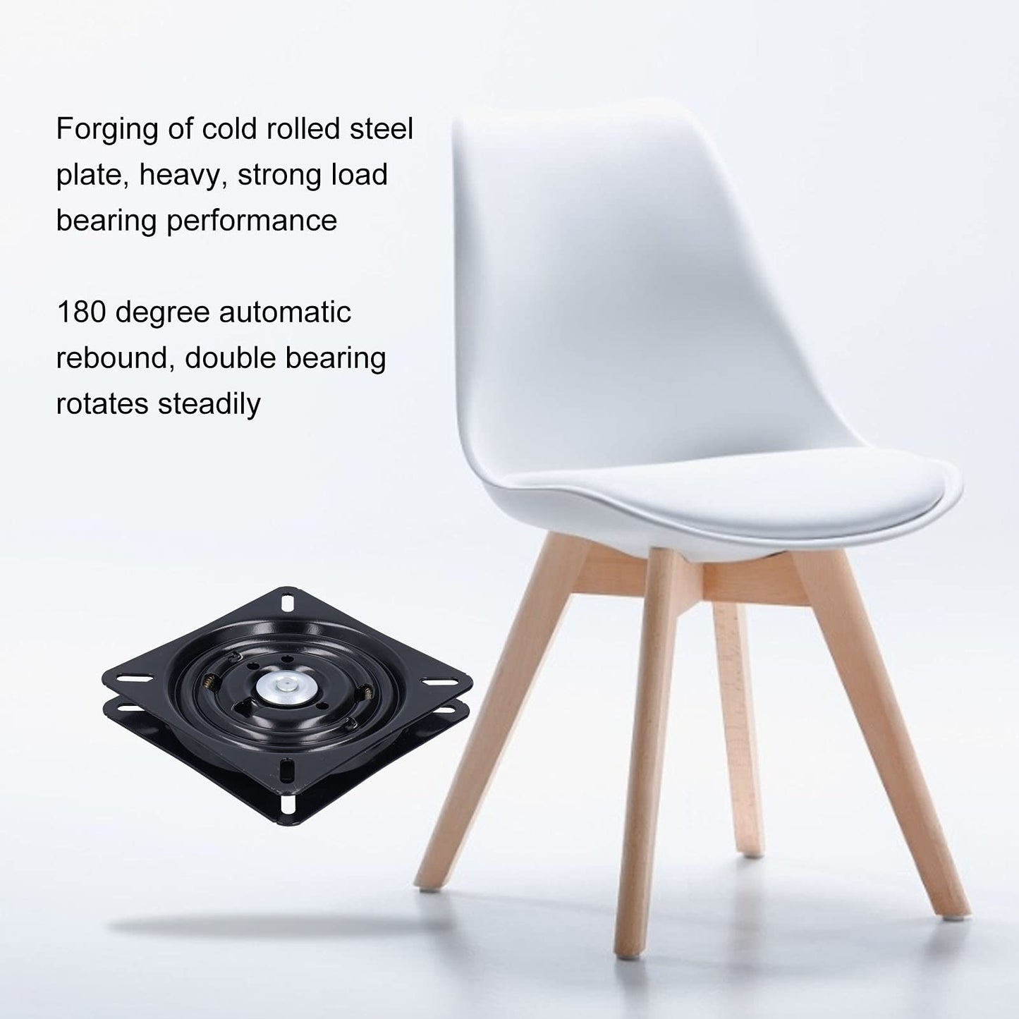 CHEOTIME 7 inch Bar Stool Swivel Plate, 360° Square Rotating Swivel Plate Chair Turntable Base Automatic Rebound Stool Rotating Base Turntable Hardwares for Home Bar Office