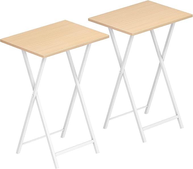 HOOBRO Folding TV Tray Tables, Industrial Snack Tables