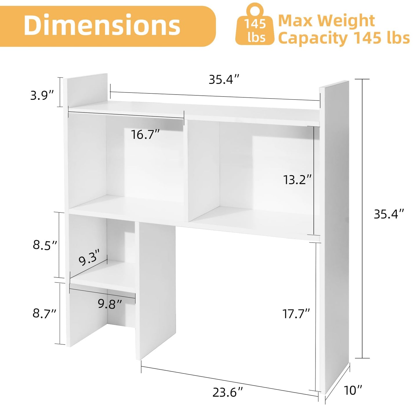 deli Desktop Shelf, Desk Hutch with 5 Shelves for Computer Desk, Desktop 3-Tier Display Rack, Multipurpose Wood Desktop Bookshelf Storage Organizer for Dorm Office Home