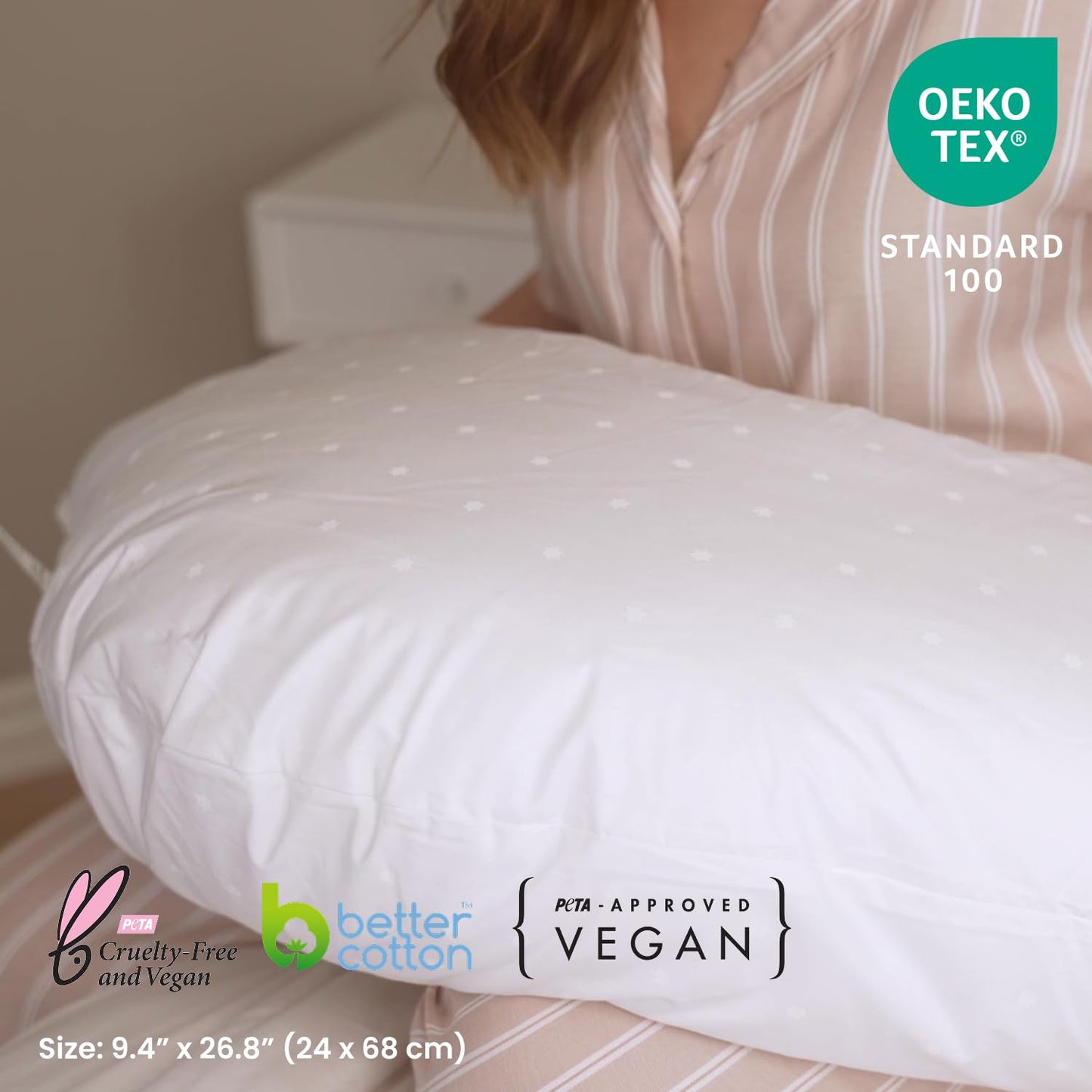 FOSSFLAKES L-Shaped Side Sleeper Pillow, Ergonomic Support, Semi-Firm