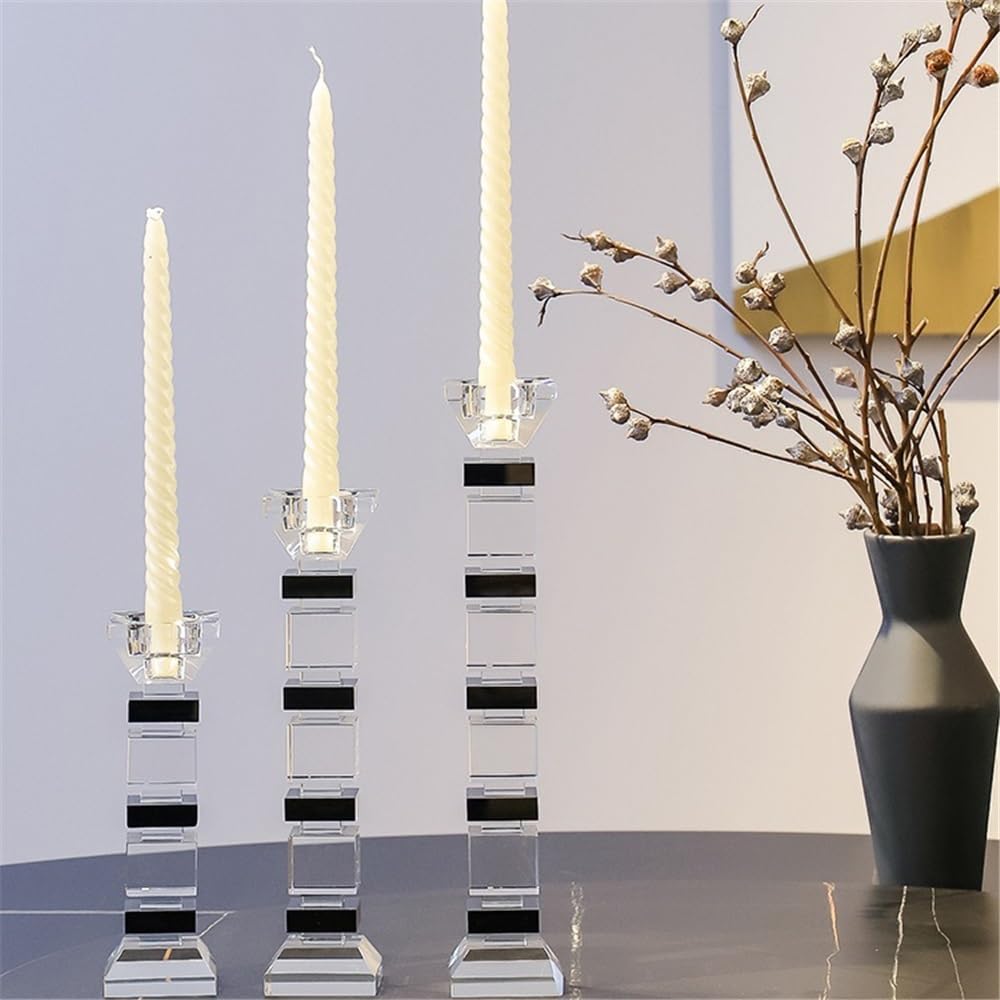 Candlestick Holders Light Crystal Glass Candle Holder Home Decoration for Wedding, Festival, Party Windowsill Decor Candle Holders(Small)