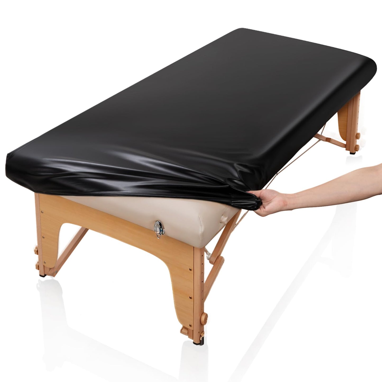 PU Leather Massage Table Cover Fitted with Elastic Band, Waterpoof Oilproof, 77x31.5 in Massage Bed Cover Protector, ONLY Fits 77in/195cm Length for Tattoo/Spa/Lash Bed, Wipeable Waxing Table Covers
