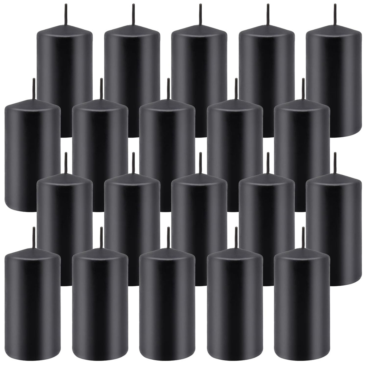Set of 20 | 2X 4 inch Tall Pillar Candles, Soy Wax. Perfect for Dinner, Home Decoration, Party, Wedding.(Black)