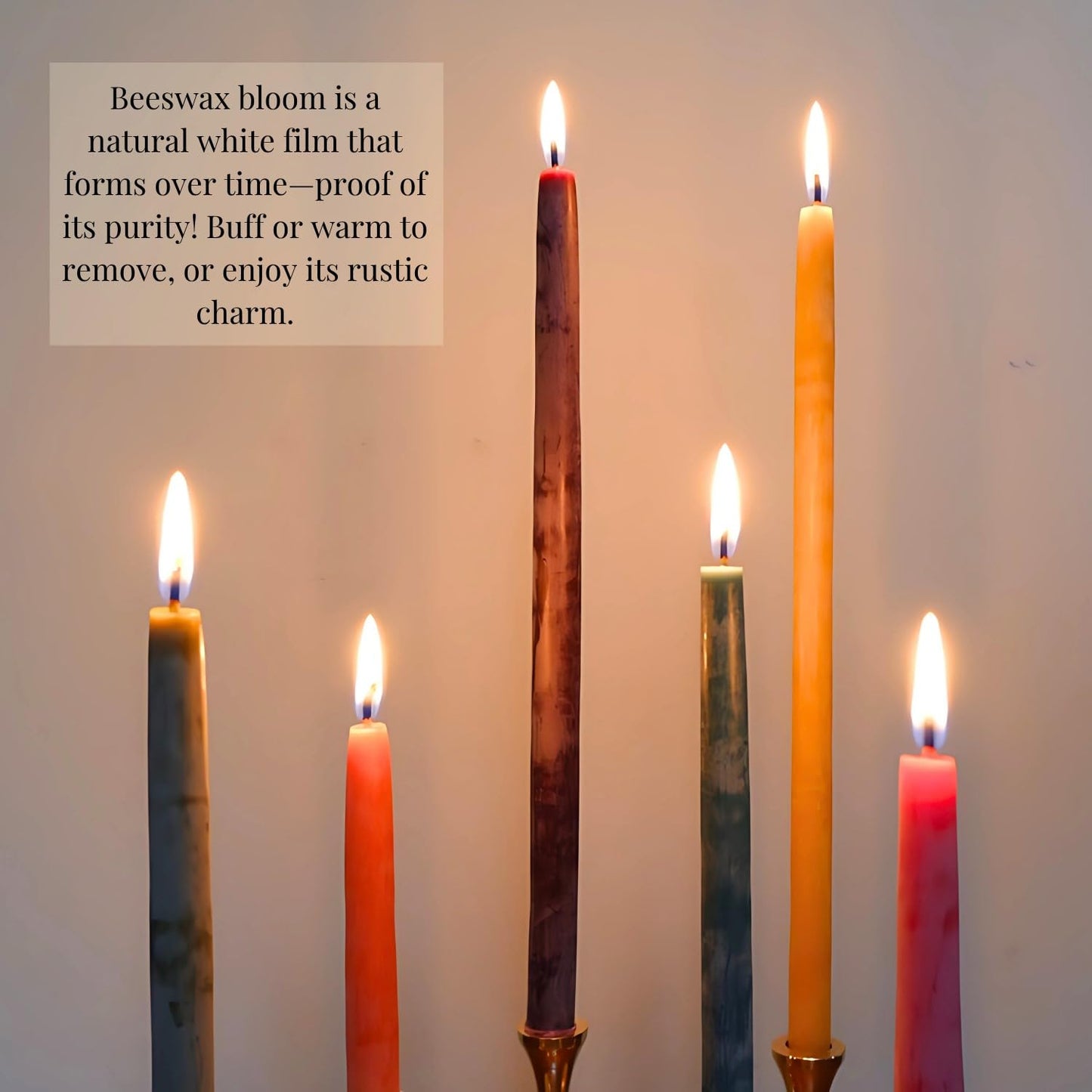 Candlestock Beeswax Taper Candles – 1/2" Diameter, Pure 100% Natural USA Beeswax, Cotton Wick, Dripless, Long-Burning, Handmade in Woodstock- 2 Pairs of Half Inch Tapers (Red, 6 Inch)