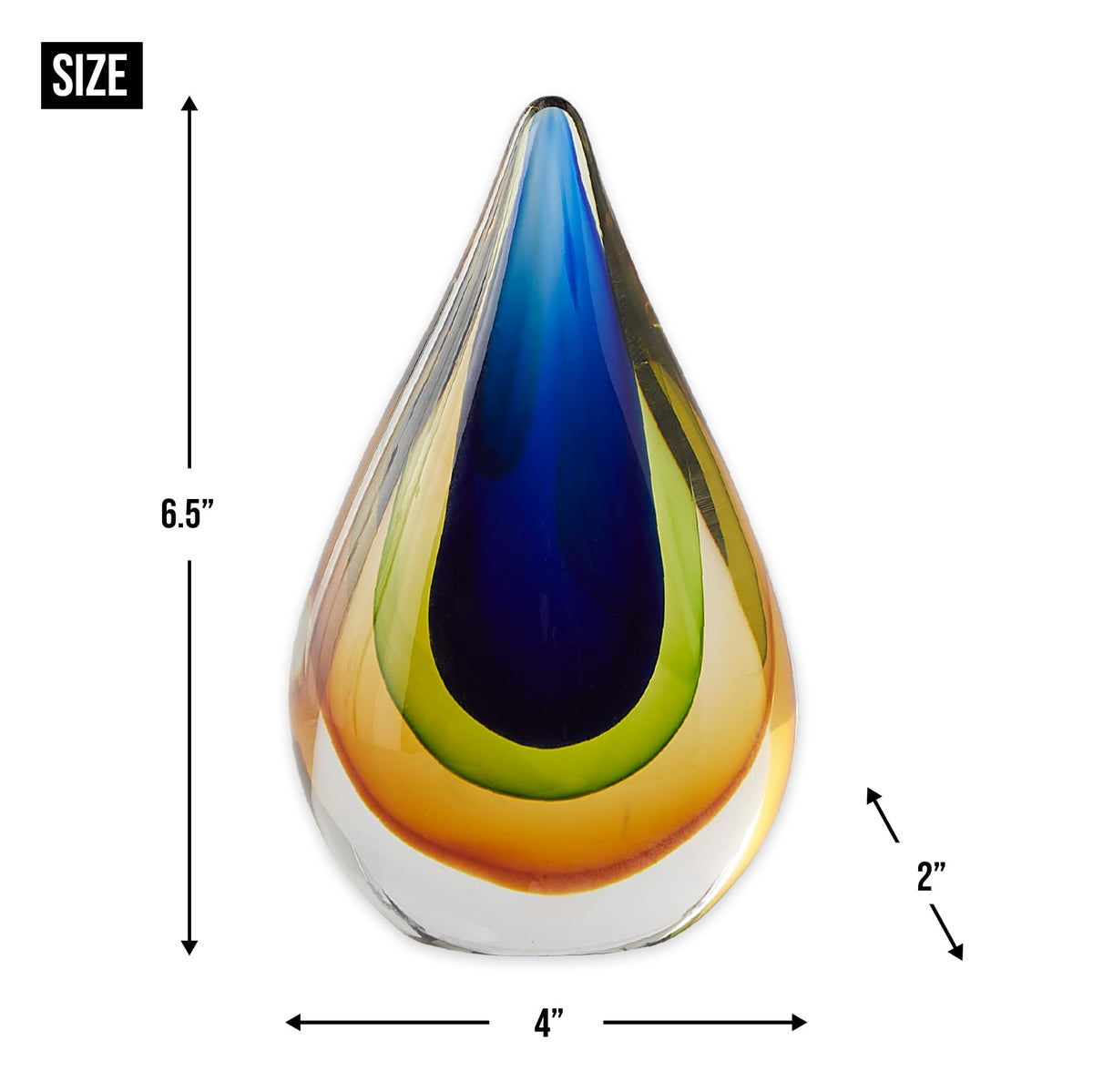 Zingz & Thingz Dazey Den Collection Glass Teardrop Décor, Teardrop, 4x2x6.5