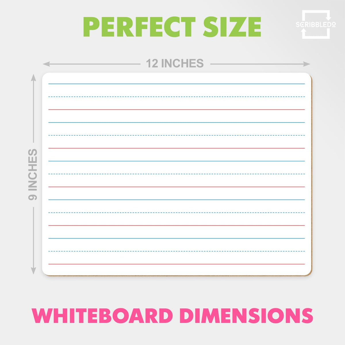 Scribbledo 10 Pack Double Sided Whiteboard Lined Dry Erase Boards for Kids Ruled Writing Board Handwriting Practice Small White Boards Dry Erase Board 9x12 Dry Erase Board with Lines Teacher Supplies
