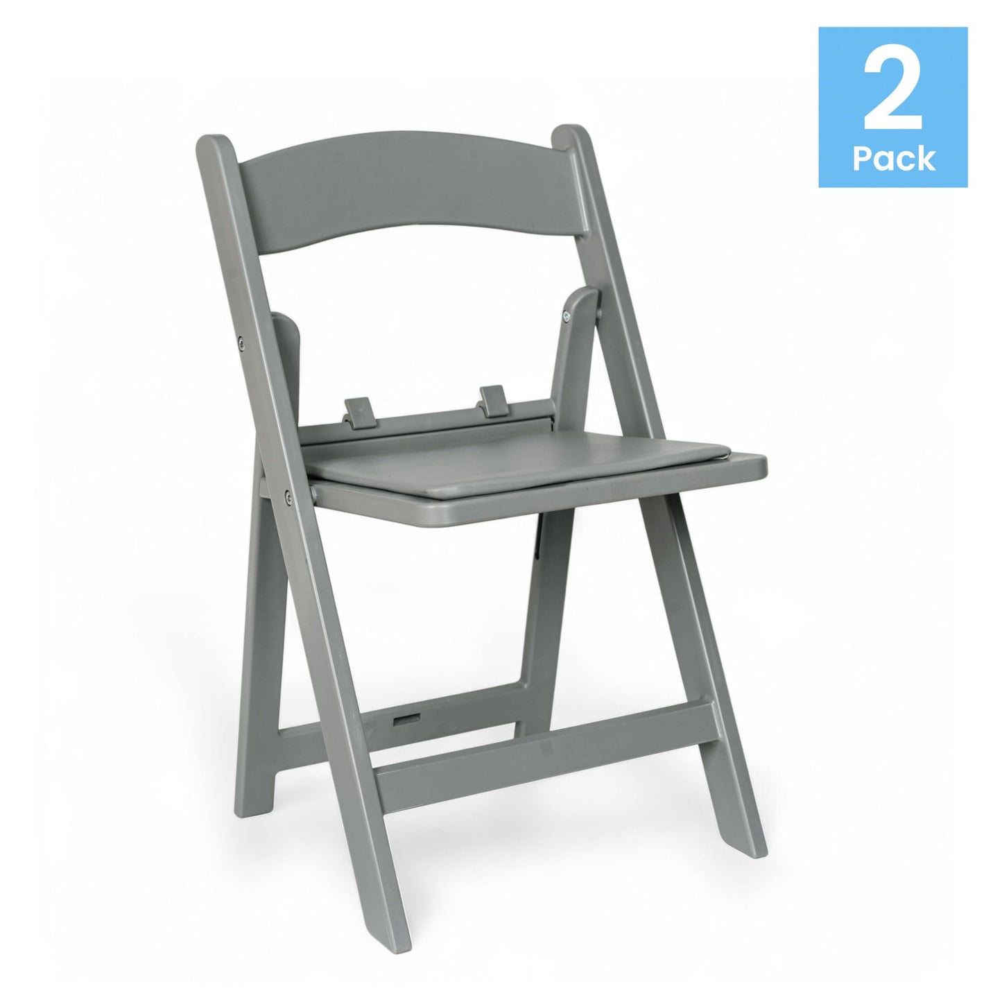 Flash Furniture Hercules Set of 2 Kids Gray Resin Folding Chairs with Gray Vinyl Padded Seats