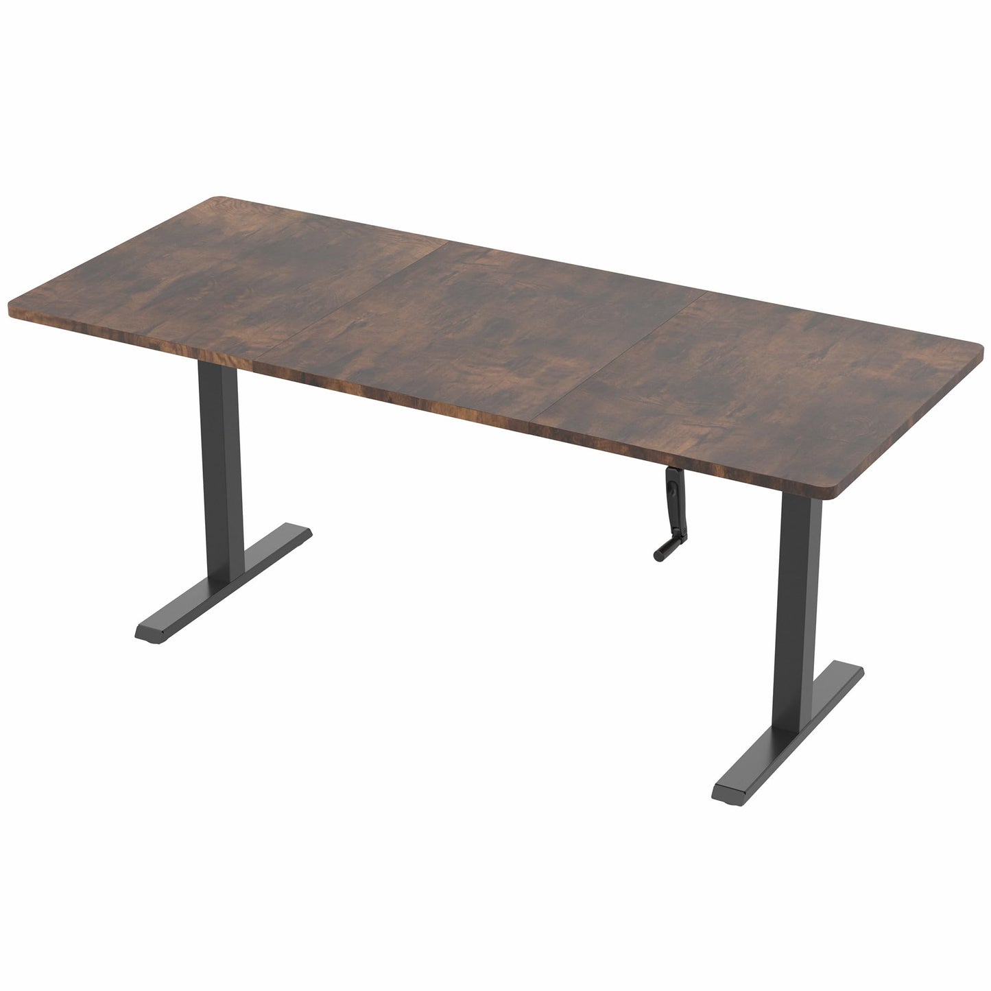 VIVO Manual Height Adjustable 71 x 30 inch Stand Up Desk, Rustic Vintage Brown Table Top, Black Frame, Standing Workstation with Foldable Handle, DESK-KIT-MB7N