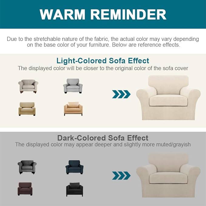 Turquoize 2 Piece Chair Covers for Living Room Armchair Cover Armchair