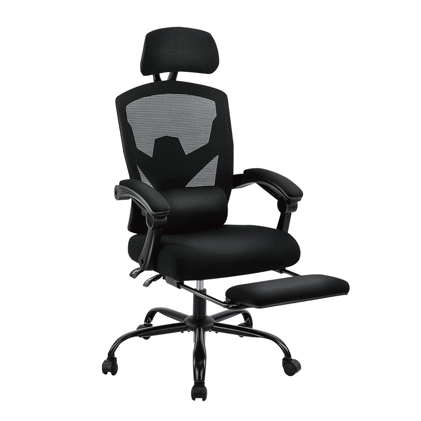 Sweetcrispy Office Computer Desk Chair, Ergonomic High-Back Mesh Rolling Work Swivel Chairs with Wheels, Comfortable Lumbar Support, Comfy Arms for Home, Bedroom, Study, Student, Black