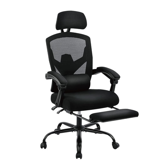 Sweetcrispy Office Computer Desk Chair, Ergonomic High-Back Mesh Rolling Work Swivel Chairs with Wheels, Comfortable Lumbar Support, Comfy Arms for Home, Bedroom, Study, Student, Black