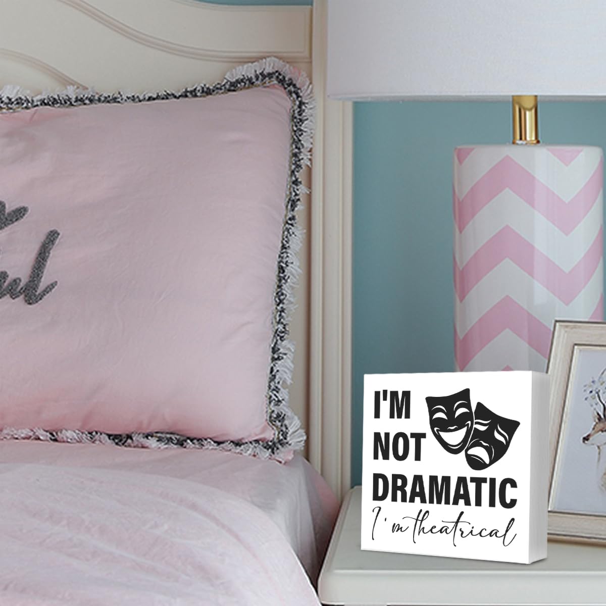 Theater Gifts Broadway Gifts for Directors Actors Music Teachers Musicians Drama Student, Musical Theater Wooden Box Sign for Home Cubicle Shelf Table Desk