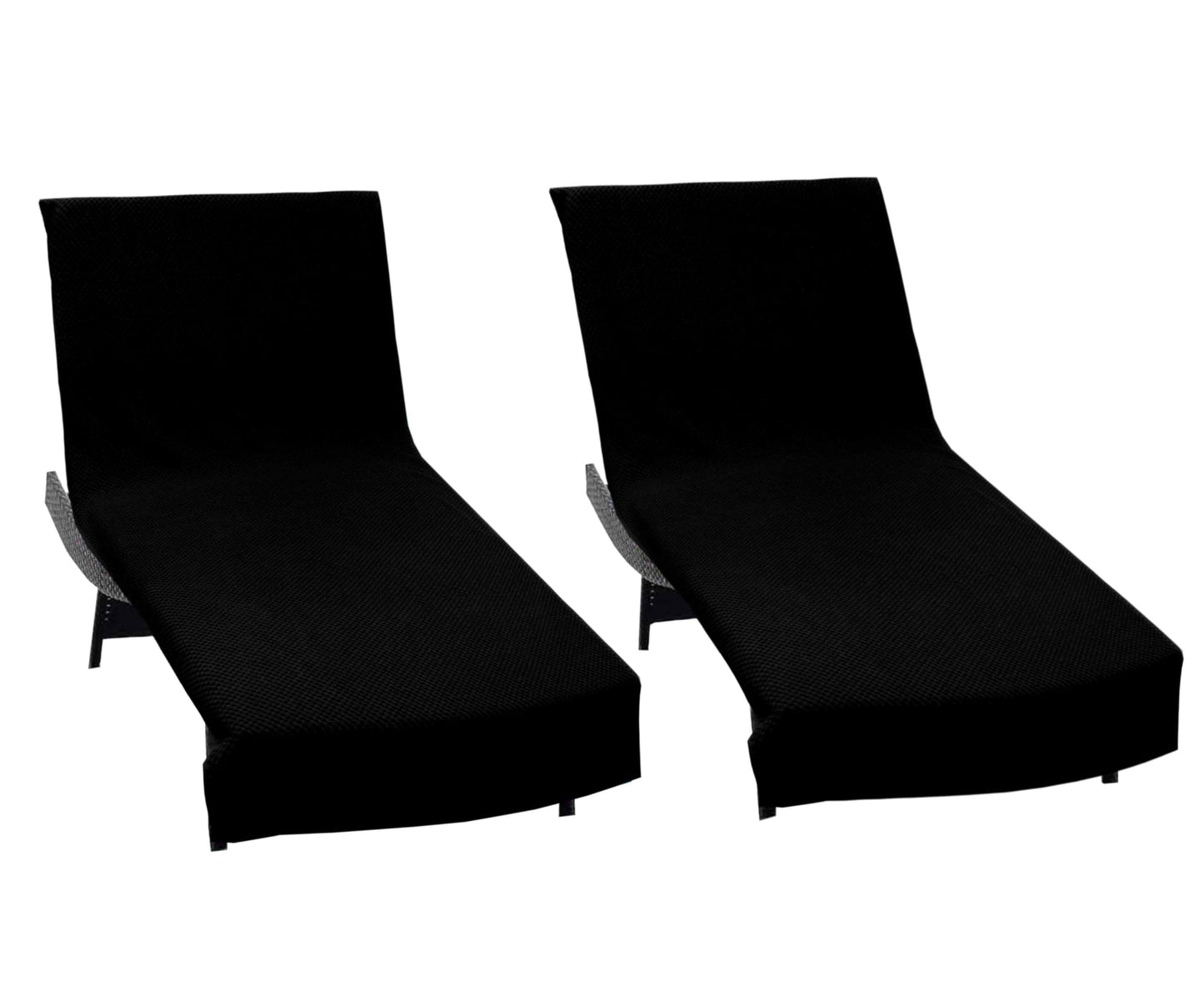 COTTON CRAFT Pool Lounge Chair Cover - 2 Pack Euro Spa Waffle Weave Chaise Lounge Cover - 100% Cotton Ringspun Terry Towel - Beach Chair Cover - Oversized 32 in W x 82 in Length x 7 in Pocket – Black