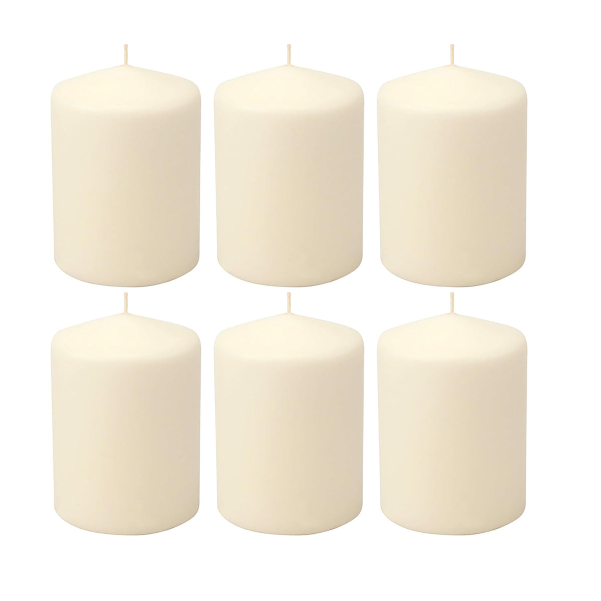 Stonebriar Unscented Pillar Candles – 35 Hour Burn Time, Long-Lasting Wax Candles for Weddings, Holidays, Home Décor & Special Events, Pack of 6, Ivory, 3" x 4"