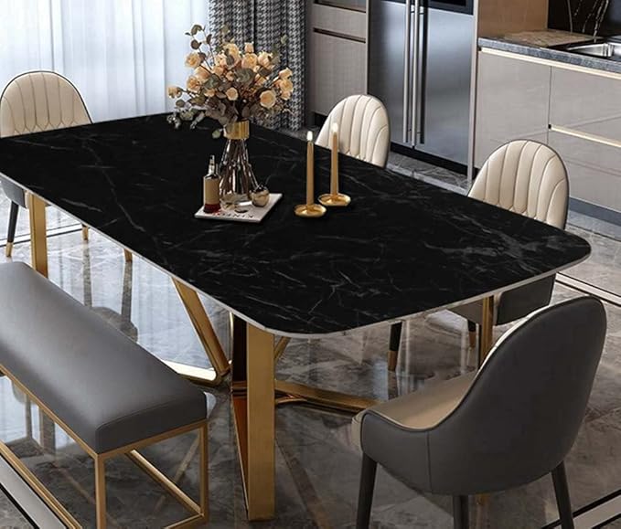 Arthome 23.6x200 Inches Black Marble, Peel and Stick Wallpaper, Marble Contact