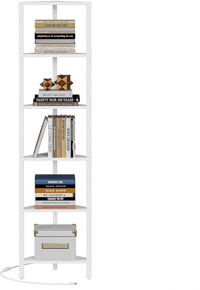 TUTOTAK 6-Tier Corner Bookshelf