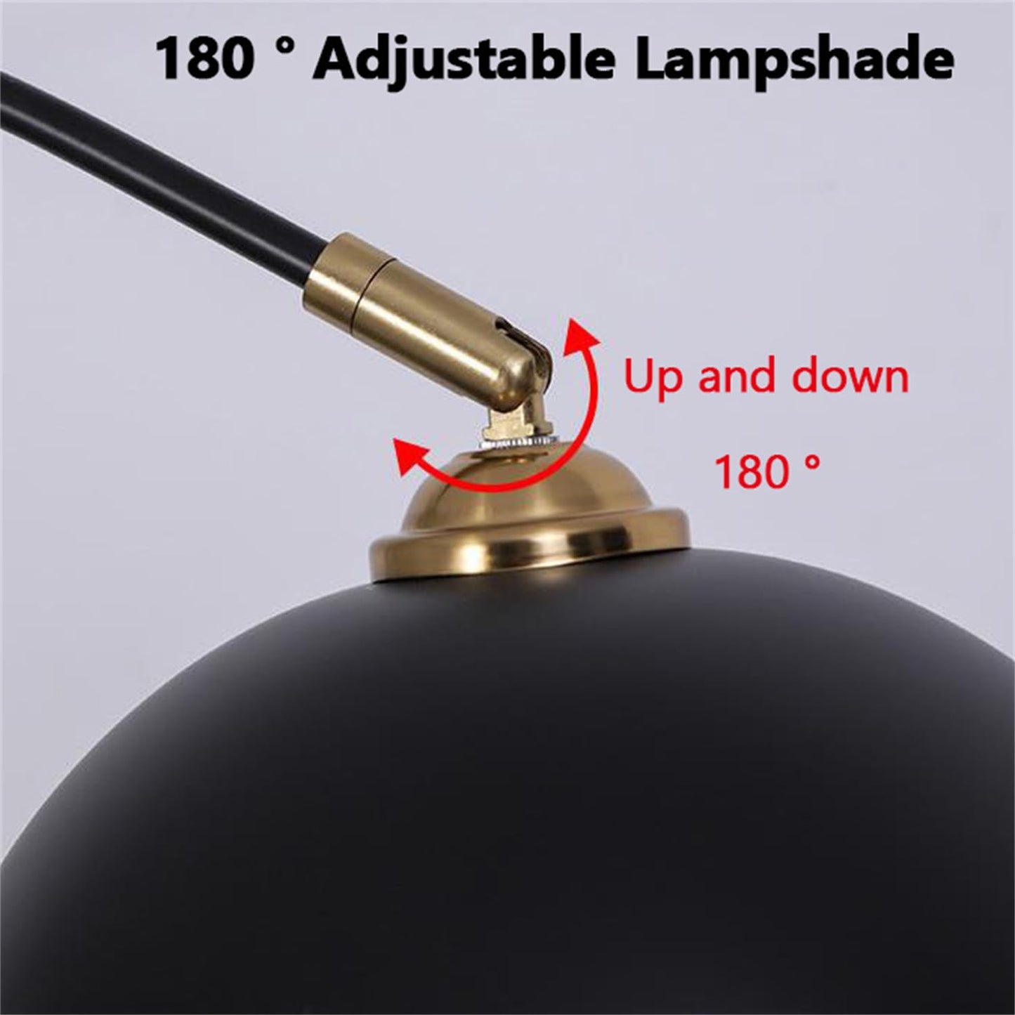 GKOKG Floorps,with Table Black Arc Floorp with Marble Base for Liviroom, Standingp with 360° Rotatable Arm, Industrial Tallp Metal Material, Readingp for Bedroom Couch Sofa