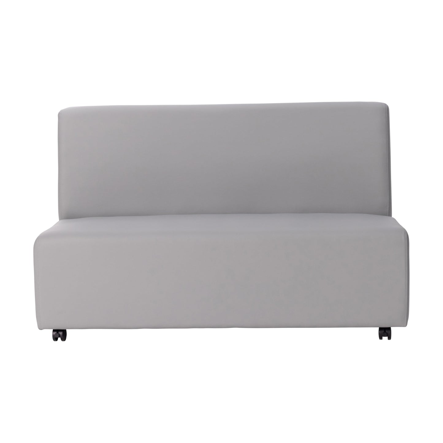 FDP Pro Series Upholstered Armless Mobile Sofa with Locking Casters for Portability Commercial Seating for Hotel Lobby, Office, Restaurant, Waiting Room, Home - Gray