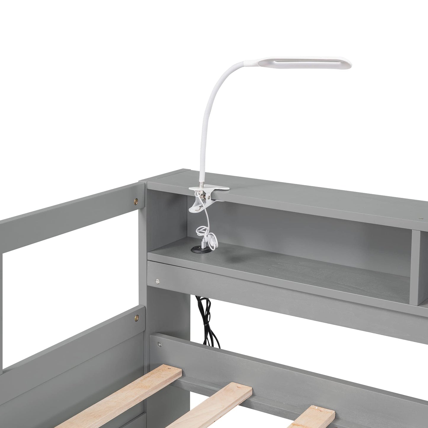 Harper & Bright Designs Twin XL Wood Daybed with 2 Twin Size Trundles, 3 Storage Cubbies, 1 Light for Free and USB Charging Design, No Box Spring Needed - Gray