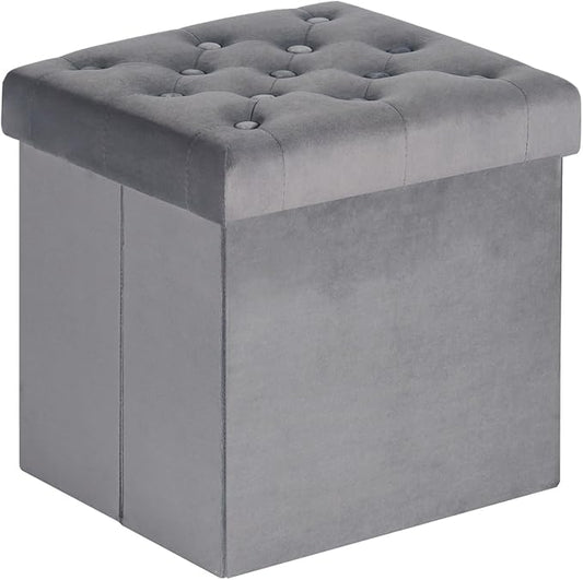 B FSOBEIIALEO Storage Ottoman Cube, Velvet Tufted Folding Ottomans