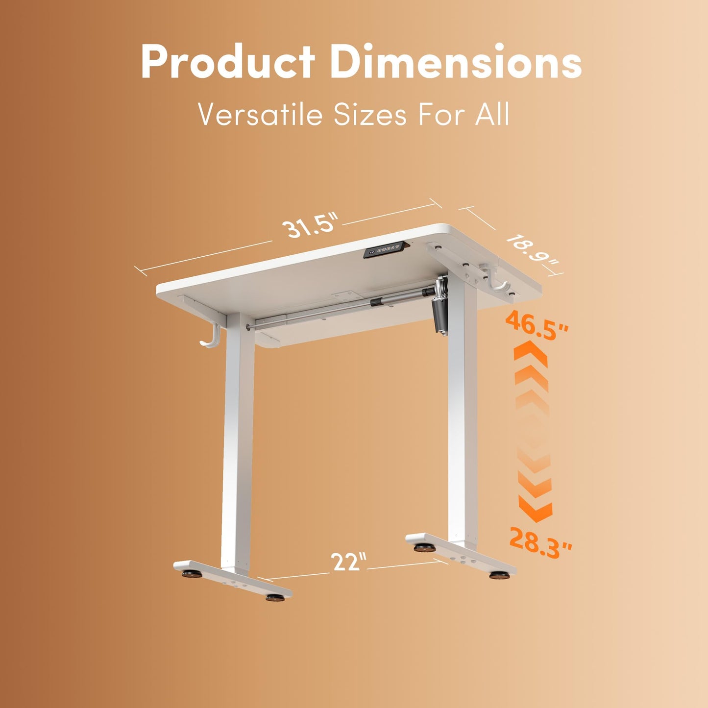 FEZIBO 32" Small Electric Standing Desk Adjustable Height, 3 Memory Height Settings, Sit Stand Up Desk for Home Office & Computer Workstation, White