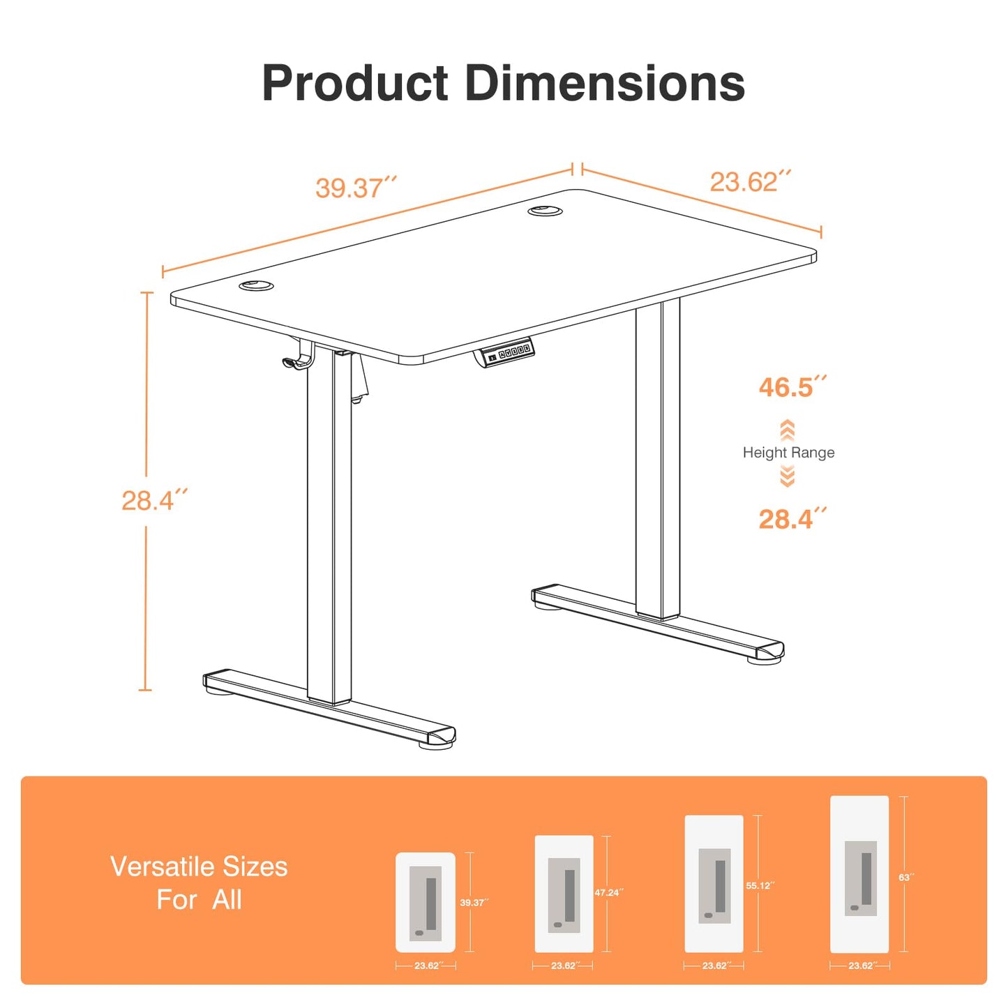 Sweetcrispy Electric Standing Desk Adjustable Height, 40x24 Inch Sit Stand Up Home Office Desks Computer Workstation PC Work Table with 3 Memory Preset Splice Wood Board Metal Frame, Oak