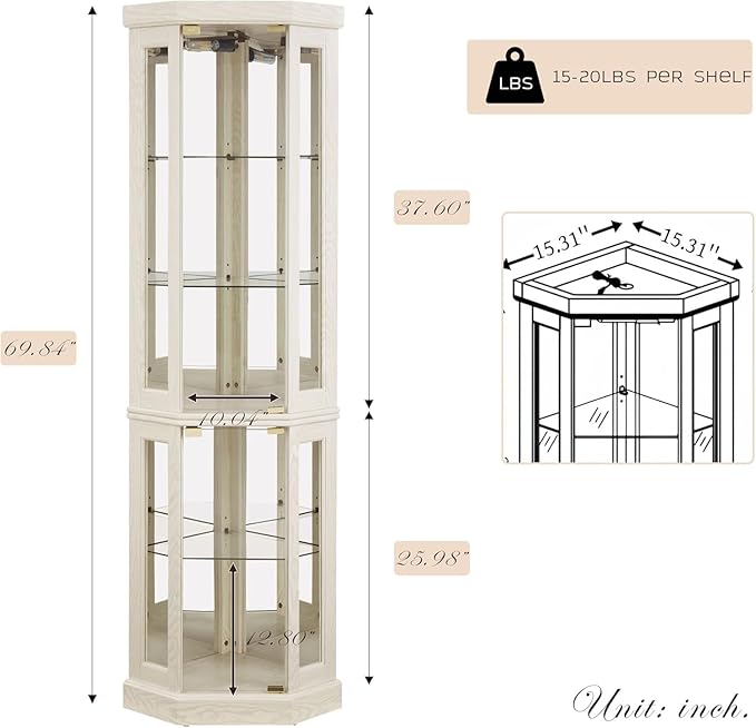 Anwick Corner Display Curio Cabinets