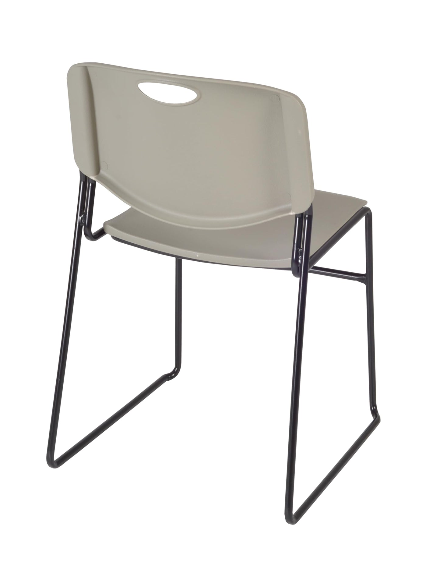 Romig Pillar 48 in. Square X-Base Breakroom Table- Grey & 4 Zeng Stack Chairs- Grey