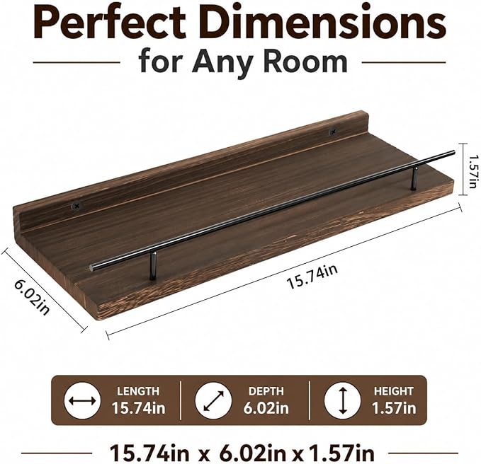 3-Piece Rustic Wood Floating Shelves