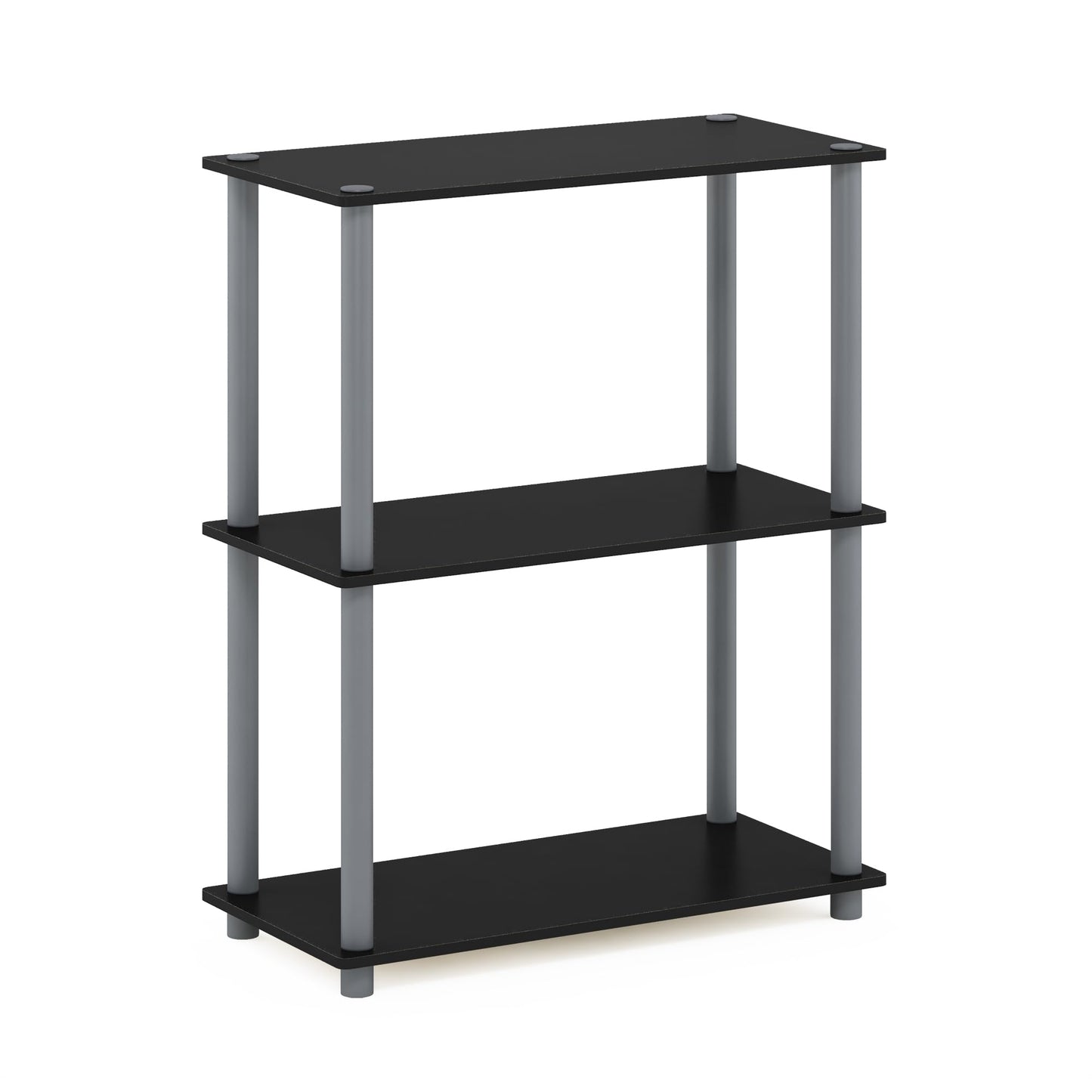 Furinno TURN-N-TUBE Storage Shelves, 3-Tier Book Shelf, Corner Shelf, Toolless Open Shelves, for Organization and Storage, Living Room, Garage, Home Office, Black