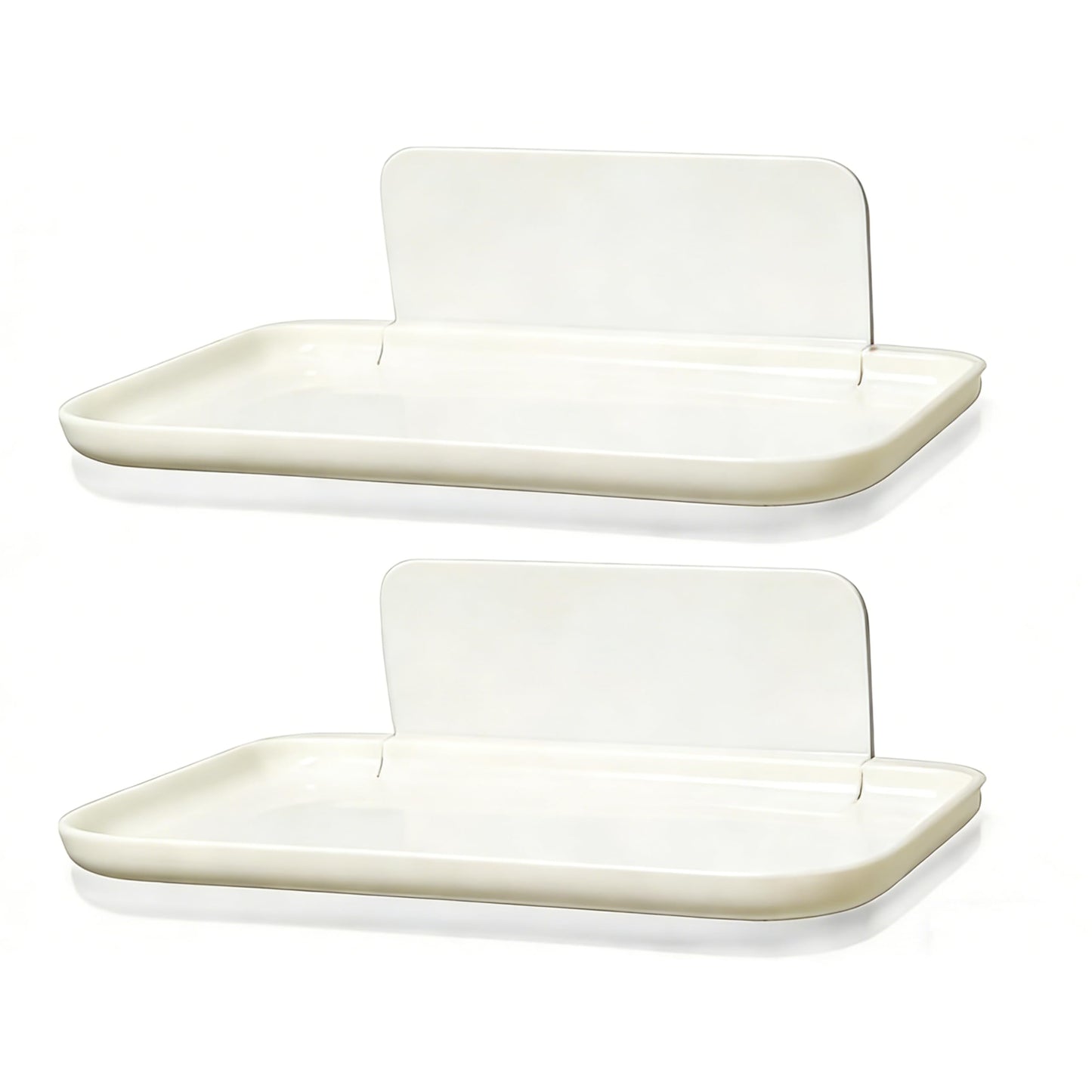 2 Pcs Small Shelf for Wall, Foldable Bedside Shelf & Small Wall Shelves No Drill Adhesive Folding Shelf, Stick-on Floating Wall Rack Organizer Tray for Bedroom Bathroom Kitchen Entryway, White