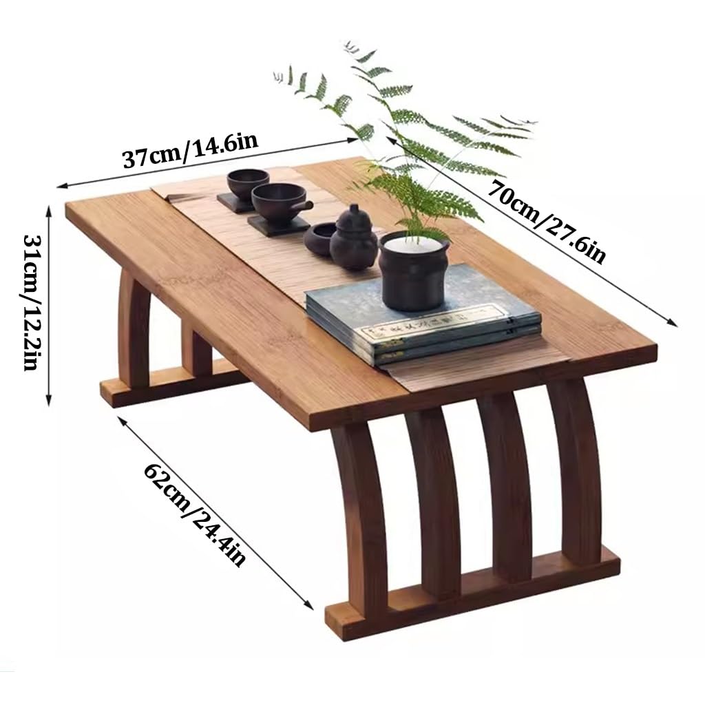 Japanese Zen Floor Low Table for Meditation & Dining, 70x37x31cm, Brown - Perfect for Spiritual Practices, Floor Sitting, and Coffee Moments