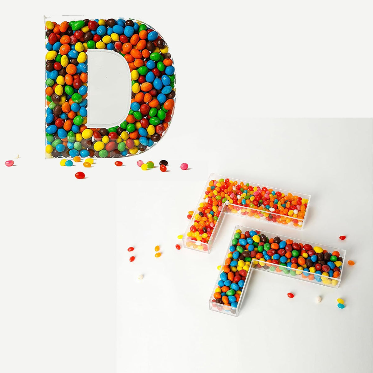 OAEUQ 10-Inch Magnetic Alphabet Candy Jar Refillable Fillable Letters For Candy Tray Reusable Lidded Candy Jar Candy Buffet Container Set (H, 1)