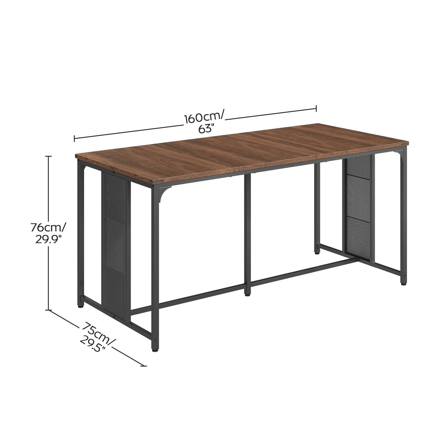 YATINEY Dining Table for 6-8, 63" Large Kitchen Table, Industrial Dining Room Table, Wooden Rectangular Table with Adjustable Feet, for Dinner, Kitchen, Walnut and Black CZ03BH