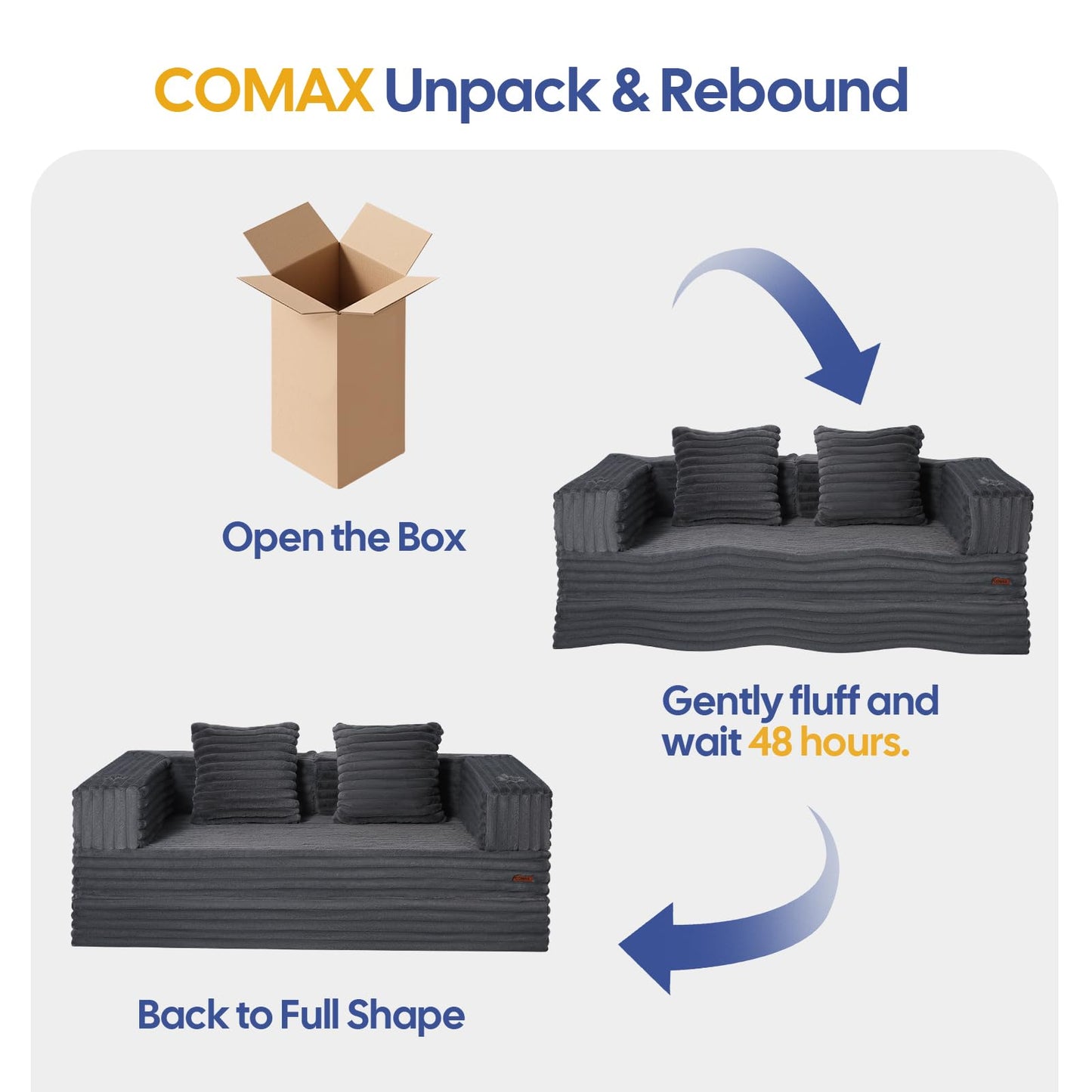 COMAX Futon Sofa Bed, 4‑in‑1 Convertible Sofa Bed, Boneless Couches for Living Room, Fold Out Small Foldable Loveseat Space‑Saving, Ash Gray