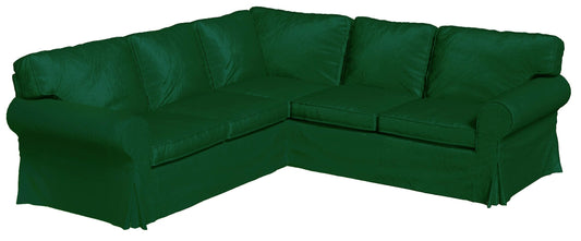 Velvet Pets Friendly Sectional Corner Sofa Covers Made Compatible with IKEA Ektorp 4 Four Seat Couch Sofa Slipcovers (Velvet Green Ektorp 2+2)