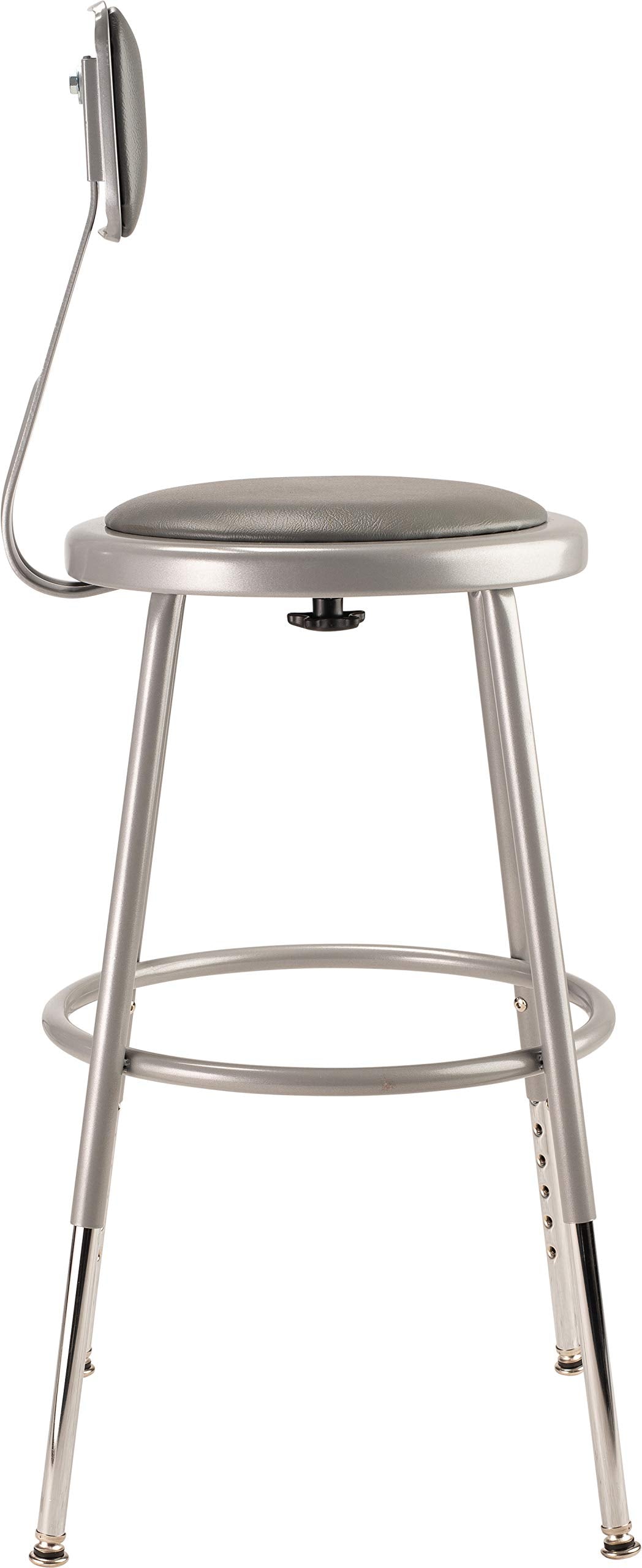 (5 Pack) NPS® 19"-27" Height Adjustable Heavy Duty Vinyl Padded Steel Stool with Backrest, Grey
