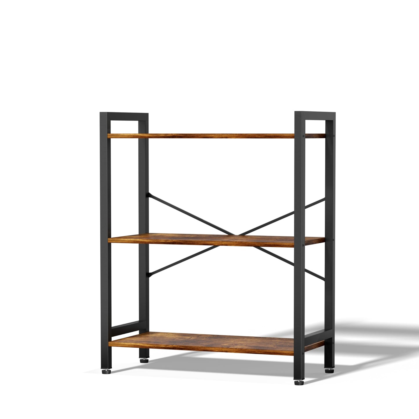 NewBeth 3 Tier Bookshelf,Storage Shelf with Steel Frame,Free Standing Open Book Shelves Storage Display Shelf