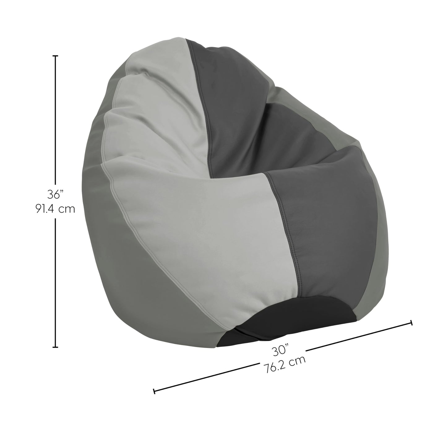 FDP SoftScape Dew Drop Bean Bag Chair with Supportive High-Back Design, For Kids, Teens and Adults, Alternative Seating for Dorms, Schools, Libraries, Daycares or Home - Gray/Light Gray