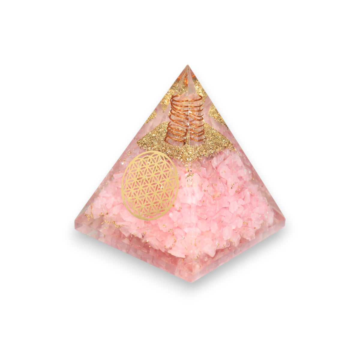 Agate Mart Rose Quartz Pyramid - Healing Crystals for Success - Amplify Meditation with Orgonite Energy, Includes Black Tourmaline Pendant