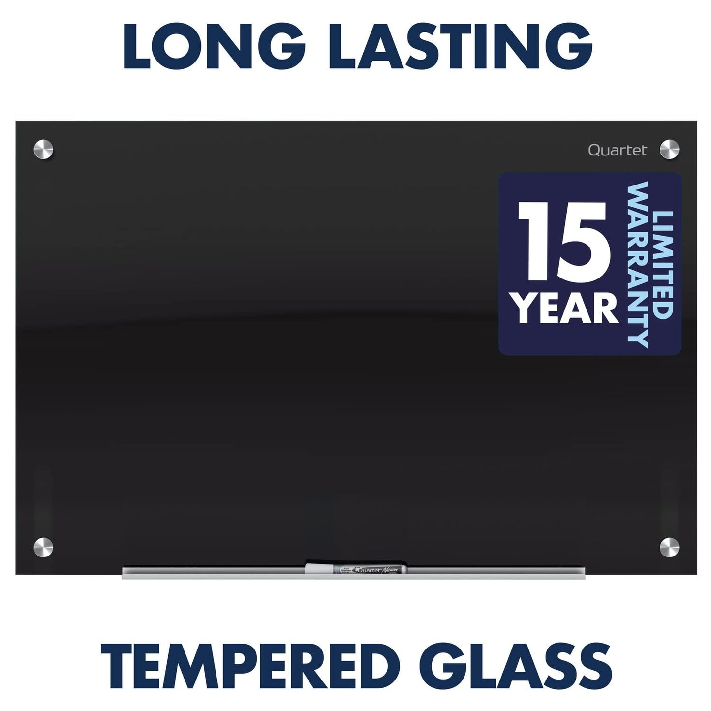 Quartet Magnetic Dry Erase Board, 48" x 36" Glass Whiteboard for Wall, Infinity, Black (G4836B)