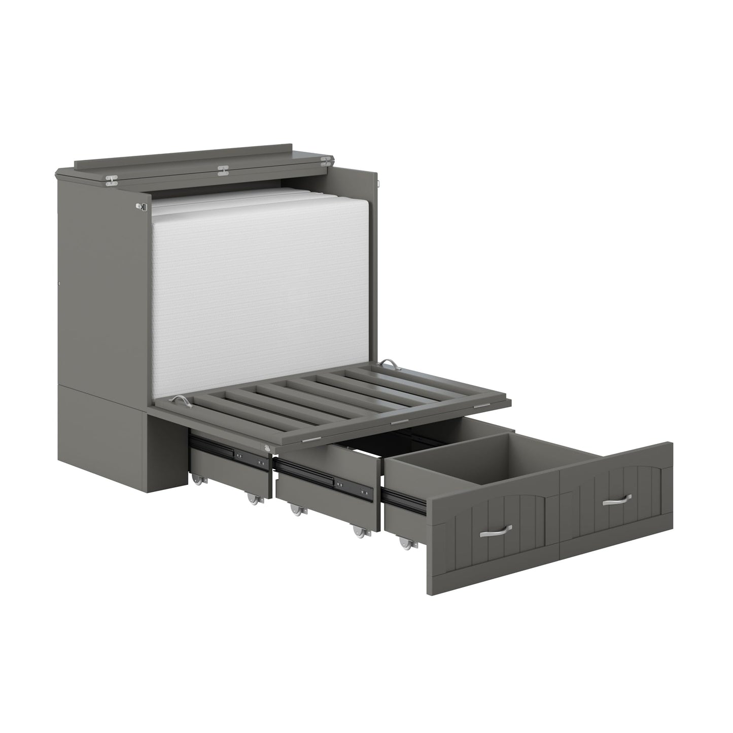 AFI, Southampton Murphy Bed Chest Twin XL with 6" Mattress, Storage Drawer & Built-in USB Charger, Grey