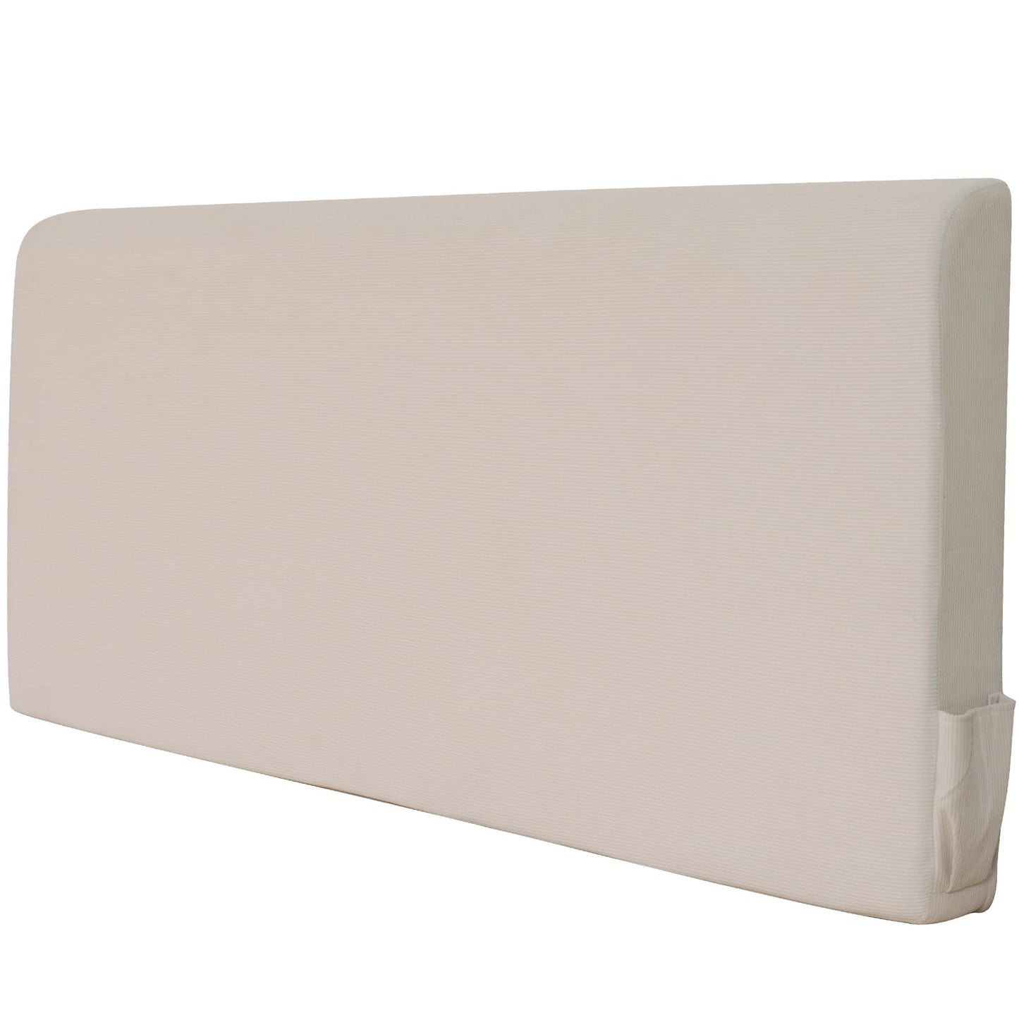 Upholstered Cotton Velvet Full Headboard No Assembly Required Direct Installation, Soft Headboard with Storage Pocket, Removable Washable Cover, 3D Soundproof Bed Wall Panels, 54x4x24, Beige